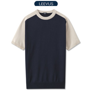  Áo thun cổ tròn LEN DỆT KIM xanh navy RAGLAN KNIT T-SHIRT cao cấp kiểu dáng classic Hàn Quốc sang trọng - LEEVUS AT28 