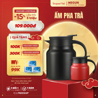 Ấm Pha Trà Giữ Nhiệt MEGUN Chất Liệu Inox 316 2 lớp cách nhiệt có lõi lọc dung tích 1000ml