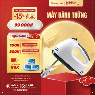 Máy Đánh Trứng Cầm Tay 7 Tốc Độ  MEGUN Công Suất 180W Tặng 4 Đầu Khuấy Chắc Chắn - Tiện Dụng
