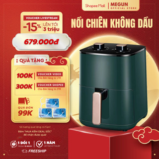 Nồi chiên không dầu MEGUN dung tích 10L công suất 1500W sử dụng công nghệ Rapid Air, Lòng nồi chống dính MEGUN