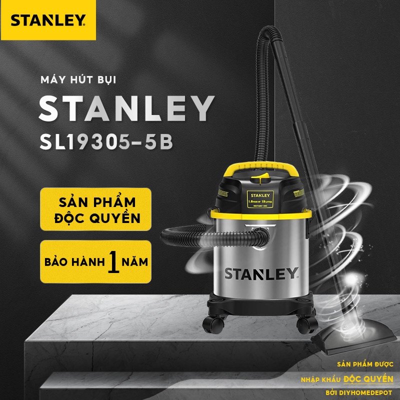 Máy Hút Bụi Công Nghiêp 3 chức năng (khô/ướt/thổi) Stanley SL19305-5B 19L, thùng inox, BH 12 ThángL
