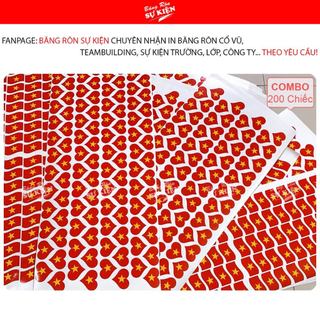 Miếng dán má, sticker dán má trái tim cờ tổ quốc ( số lượng 200 miếng dán )