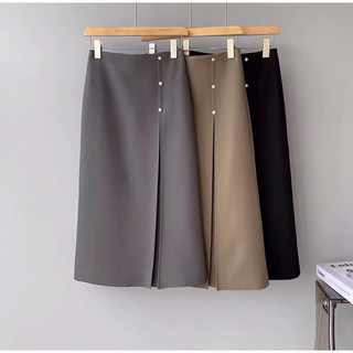 Chân váy chữ A công sở xếp ly một bên phối 3 cúc phong cách Hàn Quốc trẻ trung