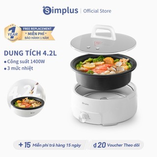 Nồi Lẩu Điện Đa Năng Simplus 4.2L Công suất 1400W Thiết kế tách rời DHGH002- Bảo Hành 1 Năm 1 Đổi 1