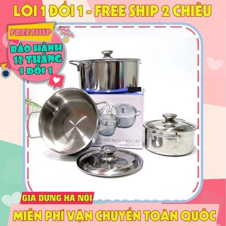 Bộ 3 nồi inox sharp 1 đáy khuyến mại, nồi inox shap cao cấp 1 đáy
