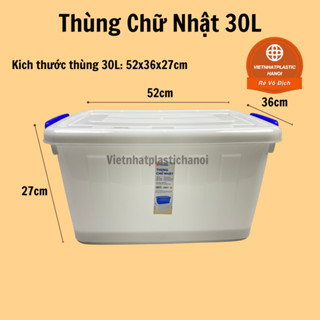 ( CO VAT) Thùng nhựa có nắp đựng đồ có bánh xe Việt Nhật. 30l: 52 x 32 x 27 (cm)/ 55l: 60,5 x 42,5 x 31,5 cm)