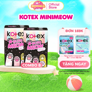 Combo 8 gói băng vệ sinh Kotex Mini Meow. Siêu mềm mỏng cánh, 24cm 8 miếng - Mochishop