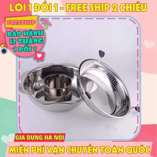 [Hàng Nội Địa] Nồi lẩu xoay inox 2 tầng Hàn Quốc cao cấp,nồi lẩu xoay 2 tầng inox dùng được cả bếp từ và bếp gas