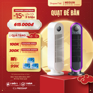 Quạt Để Bàn Thông Minh MEGUN Không Dây Giúp Lưu thông Không Khí Tiết kiệm Điện Màn Hình Cảm Ứng