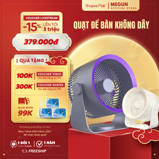 Quạt Để Bàn Treo Tường Không Dây Tích Điện MEGUN Quạt Treo TườngCó 4 Chế Độ Gió Linh Hoạt Pin 4000mAh