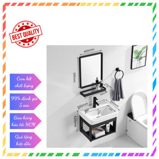  Tủ lavabo tủ nhà tắm TV001 - Màu đen kích thước nhỏ gọn kiểu dáng sang trọng - Gồm tủ lavabo gương và kệ gương 