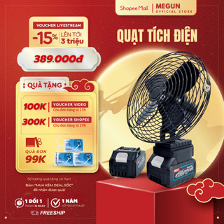 Quạt Tích Điện MEGUN Pin 10 Cell Dùng Liên Tục 8H 2 Cấp Độ Gió Siêu Mát Bảo Hành 12 Tháng