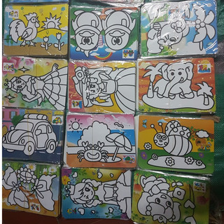[Kho Sỉ] 10 Tranh cát A4 tô màu cho bé - có sẵn cát [10 mẫu]