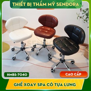 Ghế phun xăm, ghế xoay spa chân inox có tựa lưng dùng trong tiệm nail. spa Hi-MEC HMBS-7040