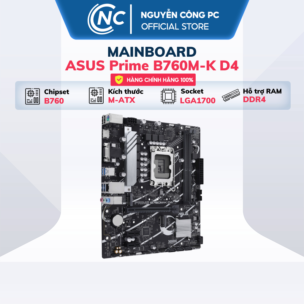 Mainboard ASUS Prime B760M-K D4 - Bảo hành 36 tháng