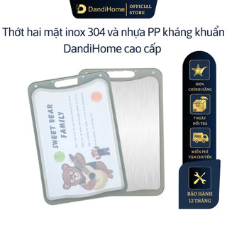 Thớt inox 304 và nhựa kháng khuẩn DandiHome cao cấp hai mặt - Hàng chính hãng