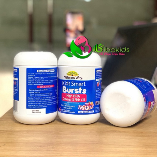 Viên uống High DHA Omega 3 Fish Oil Nature's Way Kids Smart 180v