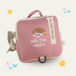 Balo thêu tên đi học cho bé mẫu giáo, balo đi học hàn quốc cho bé, balo màu hồng cute ( màu hồng ruốc)