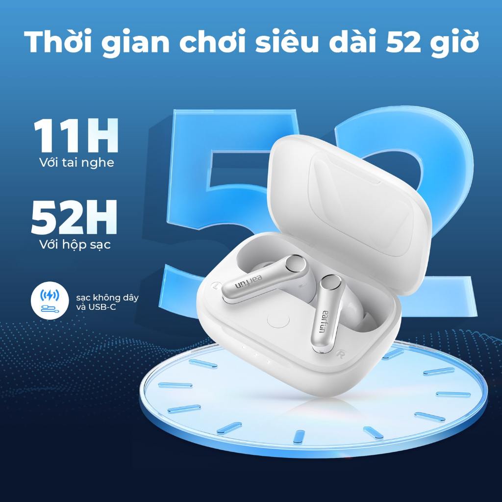 Tai Nghe Bluetooth Earfun Air Pro 4 Chống Ồn Ultra ANC 50db Hi-Res LDAC Aptx Lossless Pin 52H | BigBuy360 - bigbuy360.vn