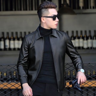 Áo Khoác Da nam biker cao cấp lót dù lụa hàn quốc BONADO AD9113