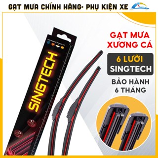 Gạt Mưa Ô Tô Silicon SINGTECH 6 Lưỡi Chính Hãng – Gạt Siêu Sạch, Đời 2025, Bảo Hành 6 Tháng