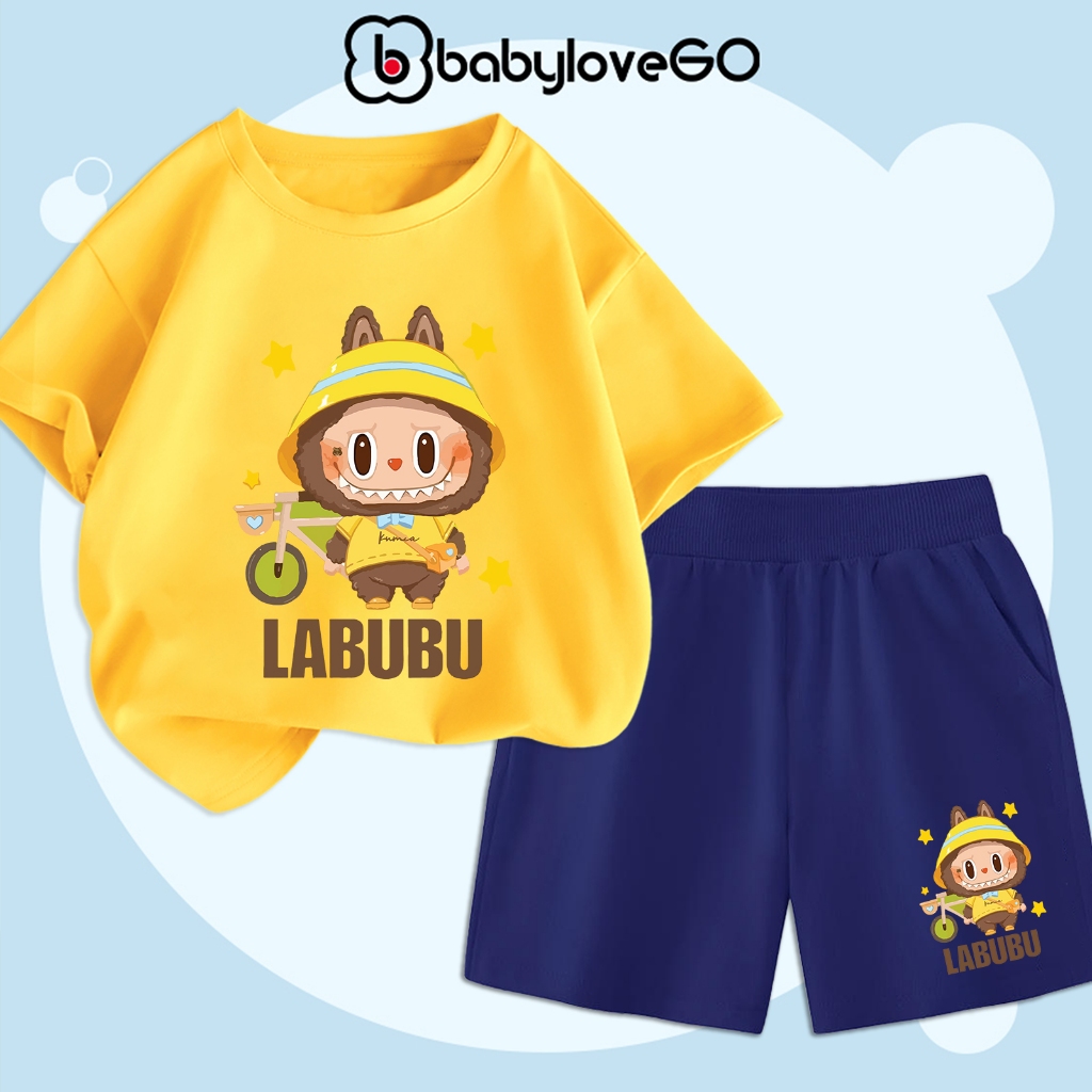 Đồ bộ cho bé BabyloveGO 2024 quần áo cho bé chất thun cotton mềm mịn thoáng mát in hình Labubu độc đáo