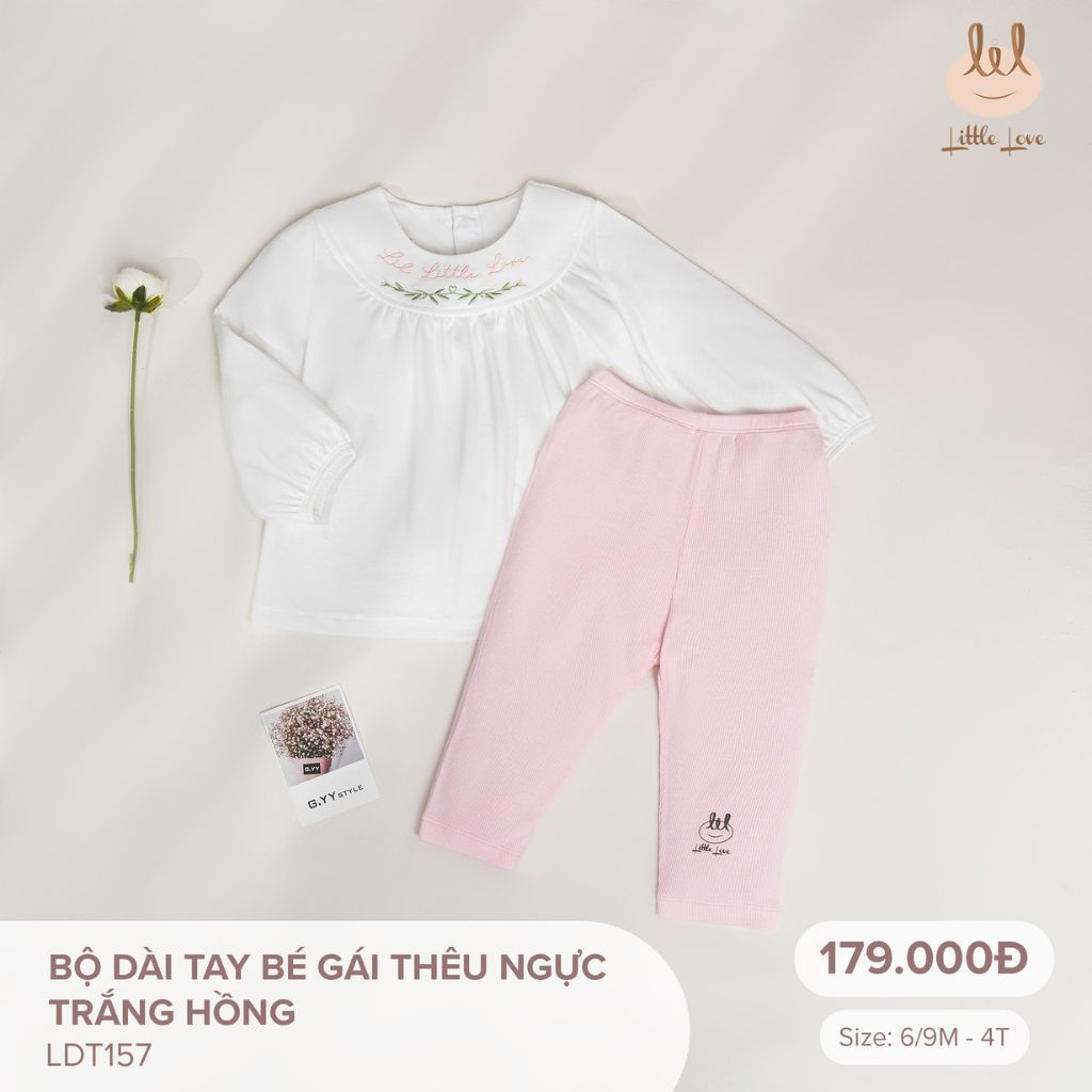 Bộ quần áo dài tay cho bé gái Lil Little love (LDT157)