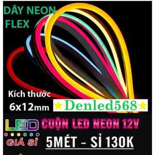Dây đèn led neon cuộn 5m 12v bọc silicon dẻo trang trí uốn chữ tạo hình chống nước ngoài trời