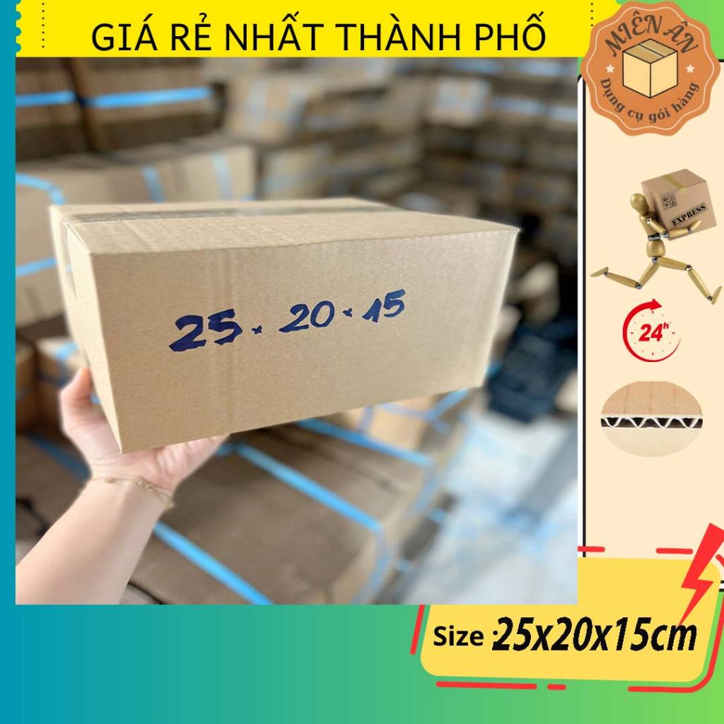 Combo 20 thùng G66 25x20x15 giấy carton gói hàng Everest