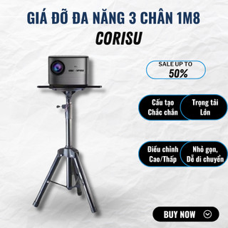 Giá Đỡ Máy Chiếu Corisu 3 Chân 1m8 Đa Năng Di Động, Nhỏ Gọn, Chắc Chắn, Dễ Sử Dụng - Bảo Hành 12 Tháng