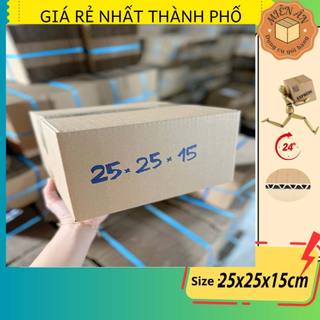 Hộp giấy, thùng carton size 25x25x15 giấy carton gói hàng Everest