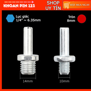 Đầu cán nối đế chà, đĩa đánh bóng loại lục giác và chuôi tròn M10, M14 gắn máy khoan, máy bắt vít