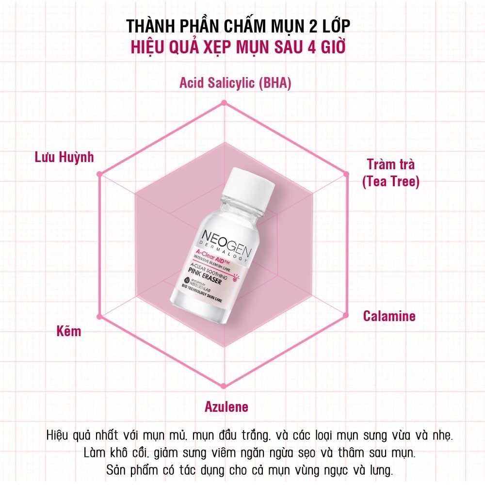 Neogen Chấm mụn A-Clear Aid Soothing Pink Eraser 15ml