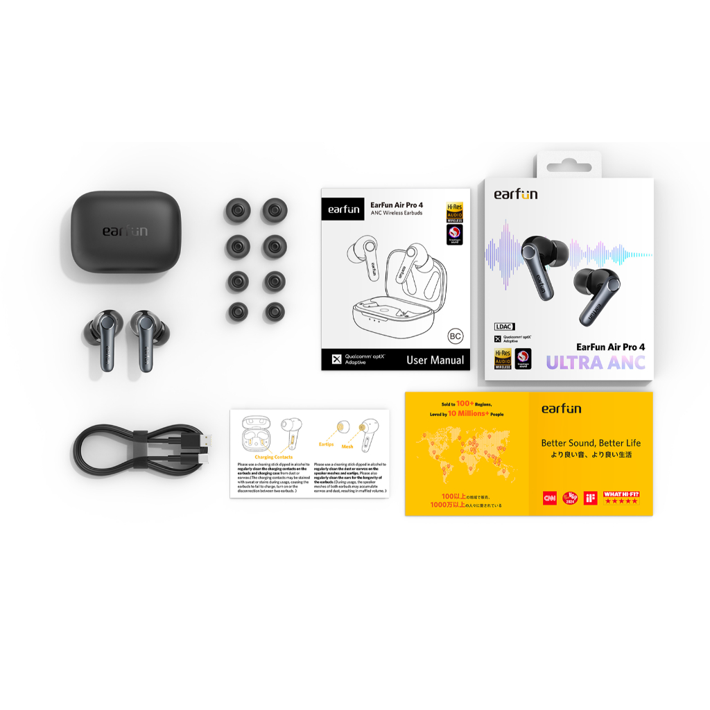 Tai Nghe Bluetooth Earfun Air Pro 4 Chống Ồn Ultra ANC 50db Hi-Res LDAC Aptx Lossless Pin 52H | BigBuy360 - bigbuy360.vn