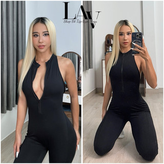 Bộ đồ tập gym, yoga JumpSuit quần dài thun lạnh lulu có đệm ngực kéo khoá - LAV Activewear