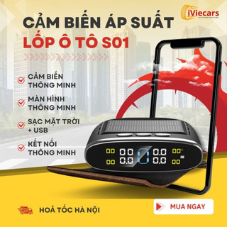 Cảm Biến Áp Suất Lốp Ô Tô Van Ngoài S1 Chính Hãng IViecars Cảnh Báo Giọng Nói, Sạc Năng Lượng Mặt Trời Màn Hình LCD