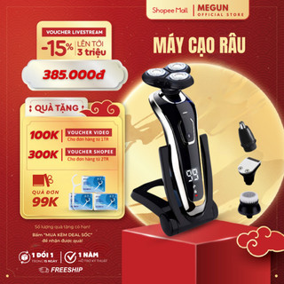 Máy Cạo Râu Mini Đa Năng 3 Lưỡi Cắt MEGUNMàn Hình LED Hiển Thị Pin, Sạc Nhanh 2 Giờ Chống Thấm Nước