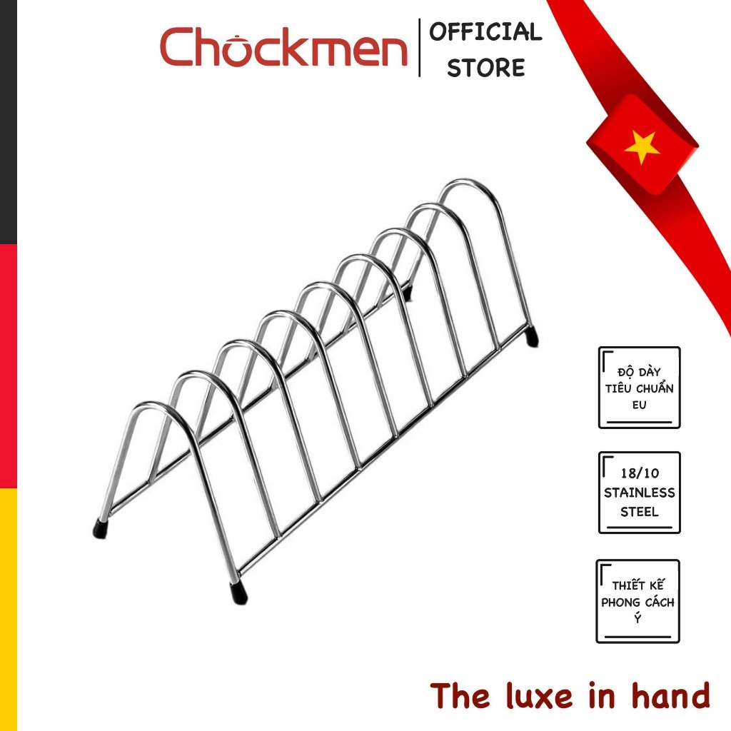 Khay Úp Đĩa CHOCKMEN Inox 18/10 Giá Úp Đĩa Để Trên Mặt Bàn Tủ Bếp Kệ Để Bát Đĩa Ráo Nước