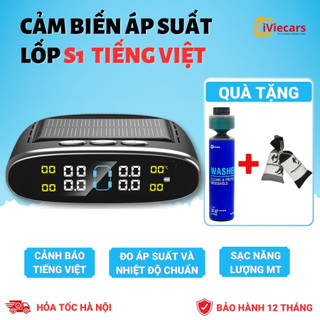 Cảm biến áp suất lốp ô tô, Đo áp suất lốp ô tô van ngoài giọng nói tiếng Việt sạc năng lượng mặt trời