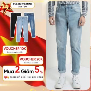 Quần jeans nam,quần jeans trơn nam Polido dáng basic slimfit co giãn tốt thoải mái không bai xù bền màu