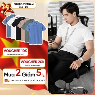 Áo polo nam trơn Polido vải cotton mềm mịn thoáng mát màu sắc trung tính kiểu dáng slimfit thời trang nam