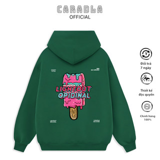 Áo Khoác Nỉ Hoodie ICESCREAM Nam Nữ CARADLA Chất Nỉ Lót Bông Mũ 2 Lớp Unisex Form Rộng