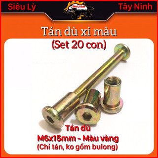 Tán dù xi màu vàng M6x15mm