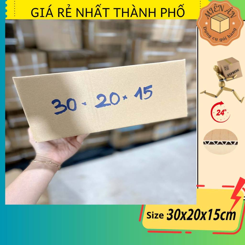 Hộp carton, thùng giấy size 30x20x15 hộp carton gói hàng Everest