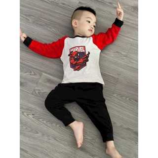 Bộ dài tay bé trai, bộ thu đông cho bé trai, áo dài tay siêu nhân kèm quần dài chất cotton từ 8kg đến 25kg