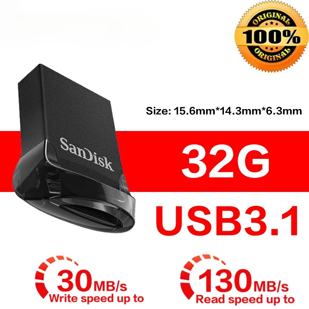 USB 3.1 Sandisk Ultra Fit CZ430 32GB Flash Drive upto 130MB/s bảo hành 5 năm - Hàng chính hãng