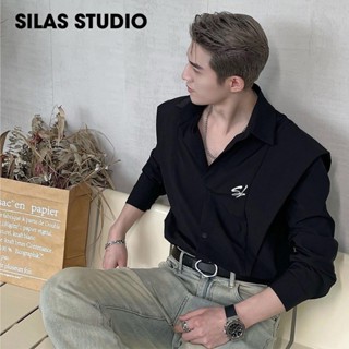 Áo sơ mi nam tay dài SILAS Hurrican Kiểu Hack Vai Ricky Họa Tiết Thêu SL Chất Cotton Form Đứng Fit Body