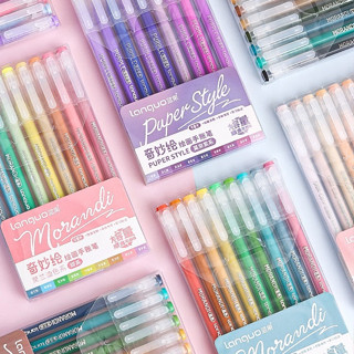 Set 9 bút gel nhiều màu morandi hãng Languo chất lượng cao dùng vẽ tranh, trang trí sổ dung tích lớn ngòi 0,5mm