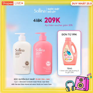  Nước giặt đồ lót chuyên dụng Sollina 400ML Giúp khử mùi, kháng khuẩn, An toàn cho da