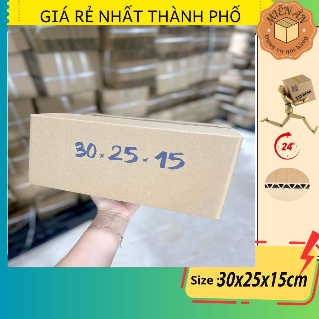 Hộp giấy size 30x25x15 cm, thùng carton gói hàng Everest
